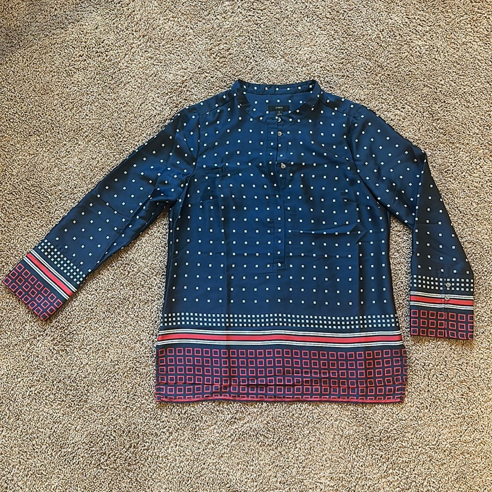 JCrew Silk Printed Blouse S